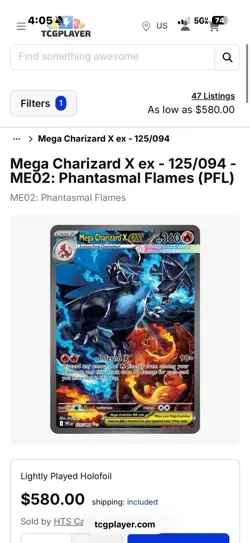 2025 Pokemon ME Phantasmal Flames Mega Charizard X ex SIR 125/094 NM/Pack Fresh - Image 3