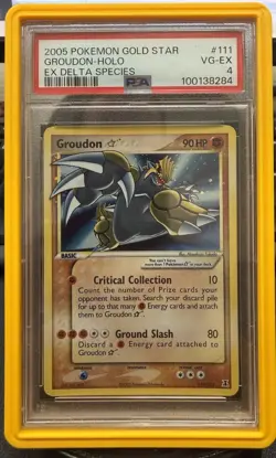 2005 Pokemon EX Delta Species Groudon Gold Star Holo 111/113 PSA 4 - Image 1