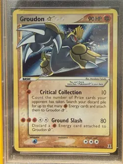 2005 Pokemon EX Delta Species Groudon Gold Star Holo 111/113 PSA 4 - Image 3