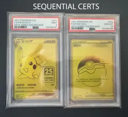 PIKACHU V PSA 9 / POKE BALL PSA 10 Chinese Pokemon 25th Anniversary Golden Box - Image 1