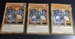 3x Red-Eyes Darkness Metal Dragon MGED-EN009 Premium Gold Rare 1st Ed Very LP - Image 1