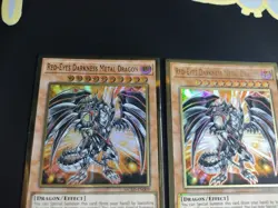 3x Red-Eyes Darkness Metal Dragon MGED-EN009 Premium Gold Rare 1st Ed Very LP - Image 5