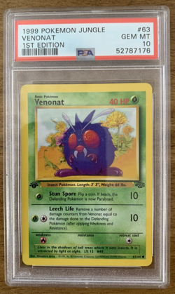 1999 Pokemon Card Jungle Set 1st Edition Venonat #63 PSA 10 English 63/64 - Image 1
