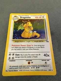 Dragonite 4/62 HOLO RARE Fossil MP Pokemon Card - Image 1