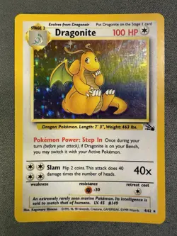 Dragonite 4/62 HOLO RARE Fossil MP Pokemon Card - Image 2