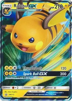 Pokemon T - Promos Soleil et Lune - Carte Raichu GX SM213 (NM) 🇺🇸 - Image 1