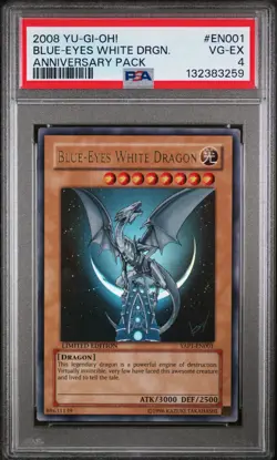 2008 Yu-Gi-Oh! Blue-Eyes White Dragon Anniversary Pack #EN001 PSA 4 - Image 1