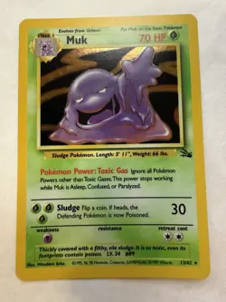 Pokemon Muk 13/62 Fossil Unlimited Holo Rare Card - Image 1