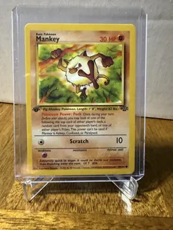 Mankey 55/64 Jungle 1st Edition Common Pokemon TCG Card LP - Image 1