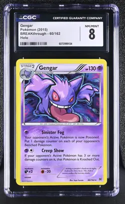 CGC 8 Gengar 2015 BREAKthrough 60/162 Holo Pokemon Card - Image 1