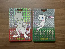 Pokemon Card Mewtwo No.150 Prism red & Mew Green No.151 Bandai Carddass set JP - Image 1