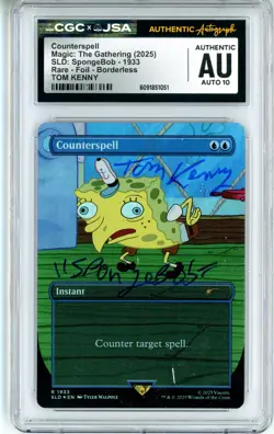 CGC Auto 10 Signed Tom Kenny Counterspell SDL Spongebob R 1933 Foil Borderless - Image 1