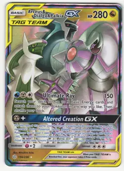 Arceus & Dialga & Palkia GX - 156/236 Cosmic Eclipse Ultra Rare Pokemon NM - Image 1