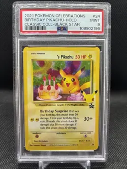 2021 POKEMON CELEBRATIONS CLASSIC COLL #24 BIRTHDAY PIKACHU-HOLO PSA 9 - Image 1
