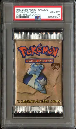 PSA 10 GEM MINT Fossil RED LOGOS (1999-2000) Australia SEALED Pack Pokemon 177 - Image 2