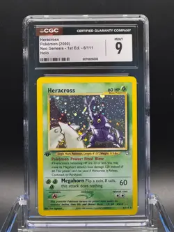 CGC 9 MINT ✨ - Heracross 6/111 Neo Genesis 1st Edition Holo - 2000 Pokemon - Image 1