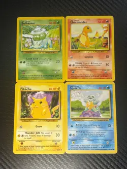 Pokemon TCG Base Set Starters (Pikachu, Bulbasaur, Squirtle and Charmander) - Image 1