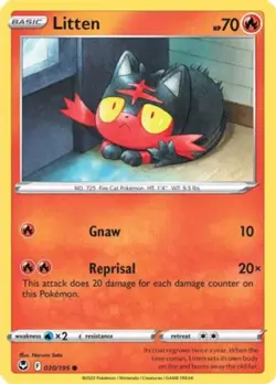 Pokemon Litten - 030/195 - Common - Reverse Holo NM-Mint Silver Tempest - Image 1