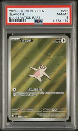 2024 Pokemon Ssp En-Surging Sparks #212 Slakoth Illustration Rare PSA 8 - Image 1