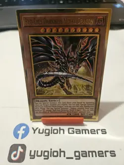 Yu-Gi-Oh Red Eyes Darkness Metal Dragon MGED 1st Edition Gold Rare Light Played - Image 1