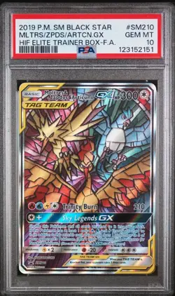PSA 10 Moltres & Zapdos & Articuno GX SM210 Holo Promo Pokemon Card - Image 1