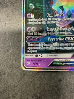 Pokemon Mewtwo GX Card 78/73 Shining Legends Secret Rare Full Art Holo - Image 3