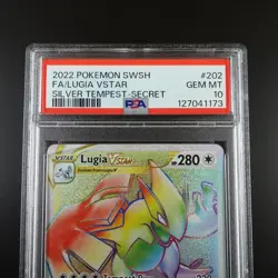 PSA 10 Lugia Vstar 202/195 Pokemon Silver Tempest Full Art Rainbow Graded Card - Image 2
