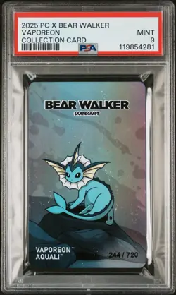 2025 POKEMON CENTER X BEAR WALKER COLLECTION CARDS VAPOREON PSA 9 (POP: 19) #244 - Image 1