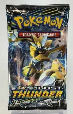POKEMON SUN & MOON LOST THUNDER SEALED BOOSTER PACK - ZERAORA ARTWORK - Image 1