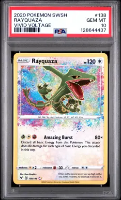 2020 POKEMON SWORD & SHIELD VIVID VOLTAGE #138 RAYQUAZA PSA 10 - Image 1
