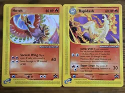 Pokemon 2002 BlackStar Promos #52&53 Rapidash & Ho-oh *Pokemon center Stamp* - Image 1