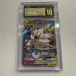 2019 POKEMON SUN & MOON COSMIC ECLIPSE #75 SOLGALEO & LUNALA GX CGC 10 Pristine - Image 1