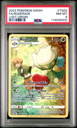 2022 POKEMON SWORD & SHIELD LOST ORIGIN #TG02 FULL ART/ROSERADE PSA 8 - Image 1