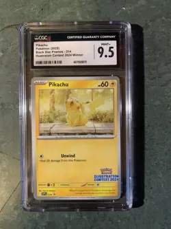 Pokemon TCG 2024 Illustration Contest Pikachu (SVP 214) CGC 9.5 Mint+ - Image 1