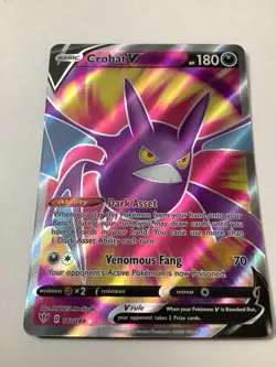 2020 Pokemon SWSH Darkness Ablaze 182/189 Crobat V Full Art M/NM - Image 3