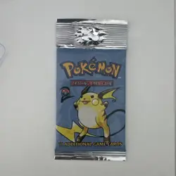 Pokemon Base Set 2 Booster Pack) Vintage WoTC 2000 Long Crimp - Raichu artwork - Image 1