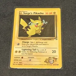 Pokemon TCG WoTC Lt. Surge's Pikachu 081/132 Gym Heroes Vintage MP - Image 1