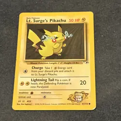 Pokemon TCG WoTC Lt. Surge's Pikachu 081/132 Gym Heroes Vintage MP - Image 3