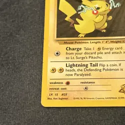 Pokemon TCG WoTC Lt. Surge's Pikachu 081/132 Gym Heroes Vintage MP - Image 4