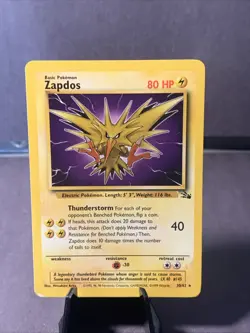 Pokemon TCG Zapdos Non Holo Rare Unlimited #30/62 Fossil Base Set LP 1999 - Image 1