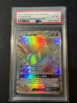2017 S&M Entei GX Rainbow Secret Rare PSA 6 74/73 Shining Legends Pokemon TCG - Image 1