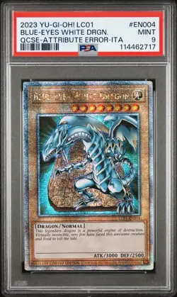 2023 YU-GI-OH! LC01-EN004 BLUE EYES WHITE DRAGON LIMITED QCSR ERROR-ITA PSA 9 - Image 1
