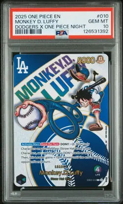 PSA 10 GEM MINT One Piece Los Angeles Dodgers Monkey D. Luffy Promo Card English - Image 3