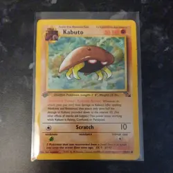 Pokemon TCG Kabuto Fossil 1st Edition Common Card 50/62 LP Condition - Image 1