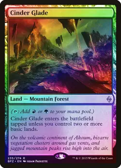 Cinder Glade FOIL Battle for Zendikar HEAVILY PLD Land Rare MAGIC CARD ABUGames - Image 1