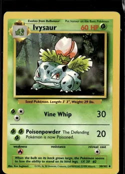 Pokemon Ivysaur 30/102 Base Set Non Holo Uncommon 2 Card Lot LP - Image 1