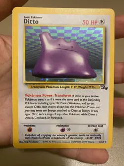Pokemon TCG Ditto Fossil, Holo Unlimited Rare Card 3/62 - Image 1