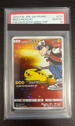 PSA 10 Pokemon Card Red's Pikachu 20th Anniversary Promo 270/SM-P Japanese Japan - Image 1