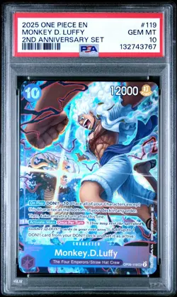 One Piece Monkey D. Luffy 2nd Anniversary Card Four Emperors Set OP05-119 PSA 10 - Image 1
