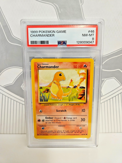 PSA 8 Charmander 46/102 Base Set Unlimited WOTC 2000 Pokemon Game - Image 1